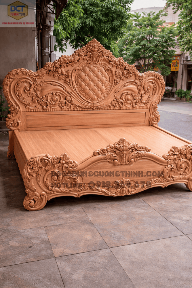 Giường ngủ cổ điển hoàng gia gỗ gõ đỏ G47 đẳng cấp